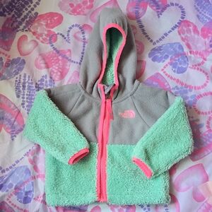 The North Face Kids' Mint and Gray Fleece Hoodie